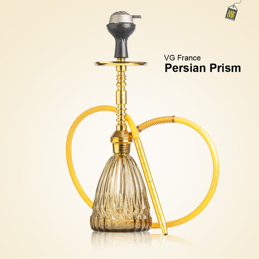 Persian Prism Hookah with Bag - Gold Stem / Grey Base