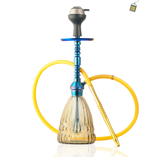 Persian Prism Hookah with Bag - Blue Stem / Grey Base