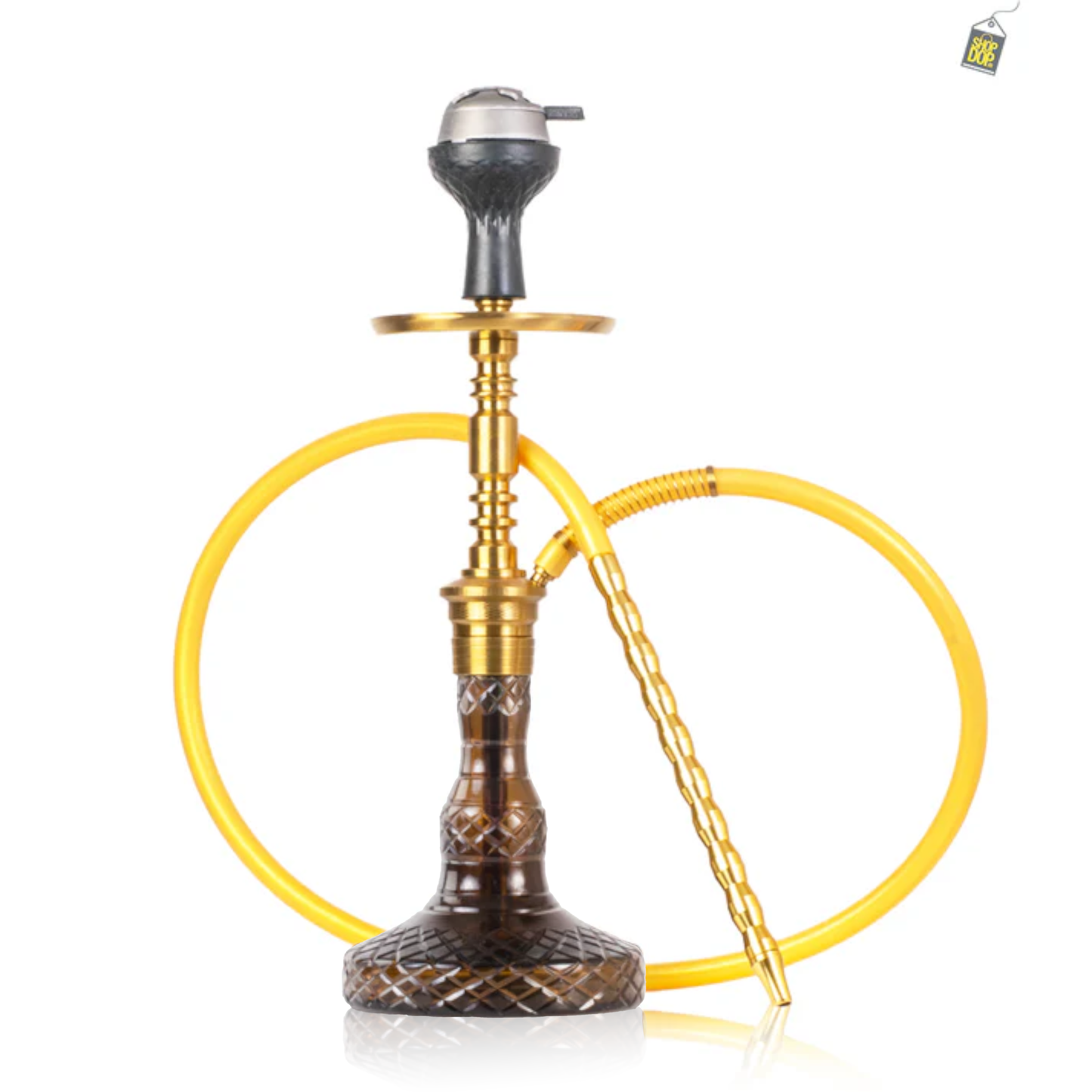 Persian Carafe Hookah with Bag - Gold Stem / Brown Base