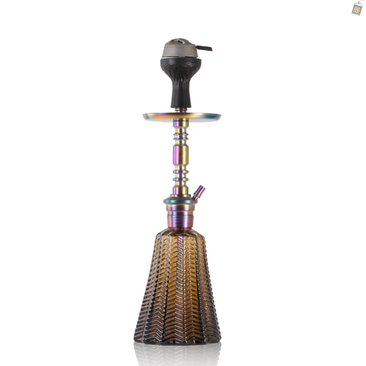 Persian Jewel Hookah with Bag - Rainbow Stem / Brown Base