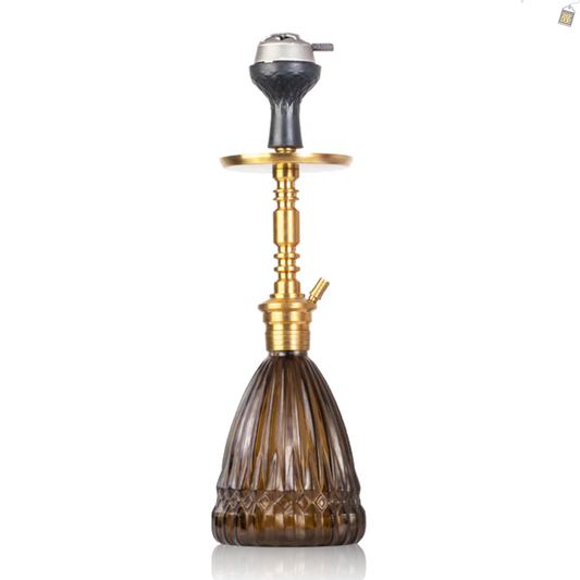 Persian Prism Hookah with Bag - Gold Stem / Brown Base