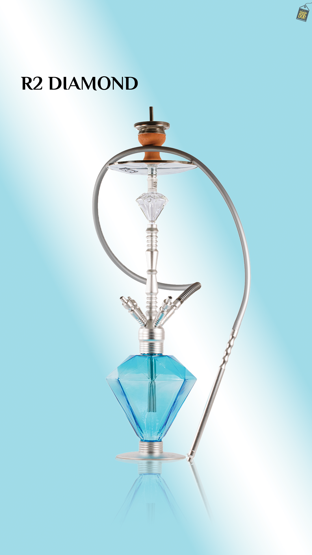 R2 Diamond 4 Pipe Hookah - Silver