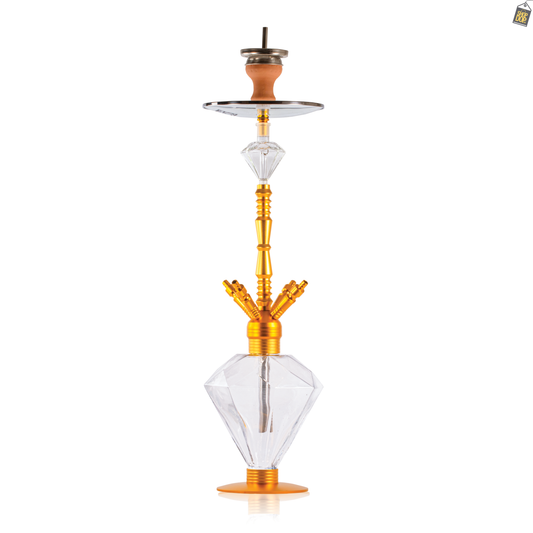 R2 Diamond 4 Pipe Hookah - Golden