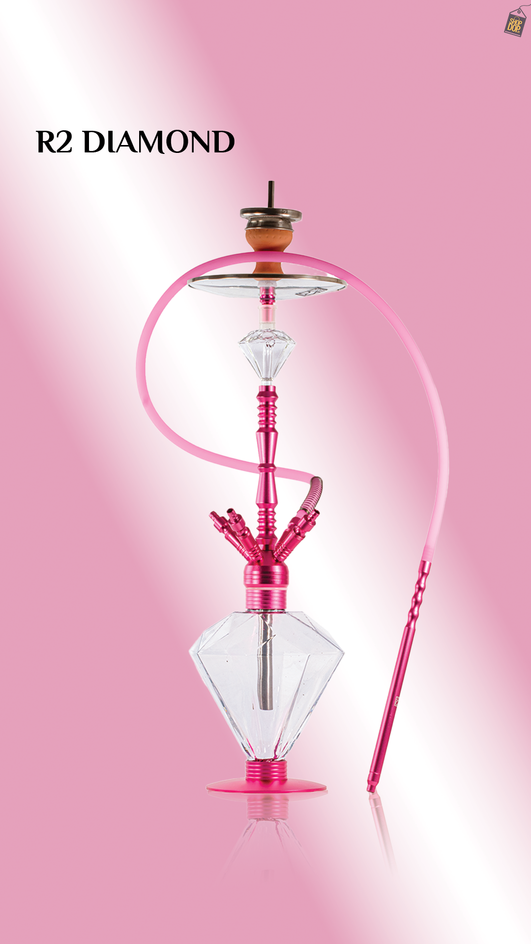 R2 Diamond 4 Pipe Hookah - Pink