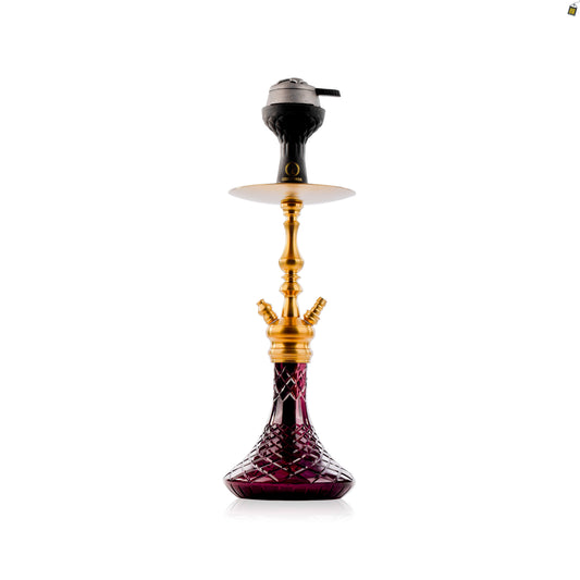 COCOYAYA Simba Hookah with Light Grey Bag - Gold Stem / Wine Base