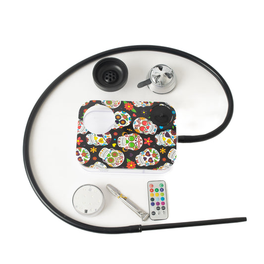 एलईडी लाइट और रिमोट के साथ स्कल कार हुक्का - मुद्रित