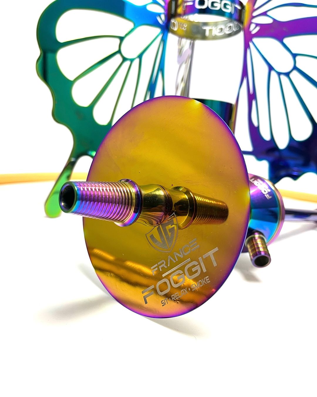 VG France Butterfly Hookah with 3 Bags (LED & Remote) - Rainbow