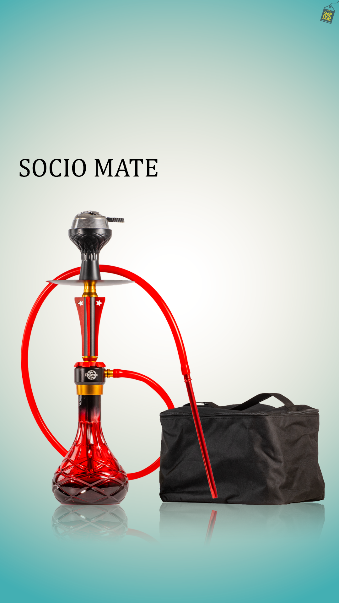 Sociomate Hookah with Bag - Red
