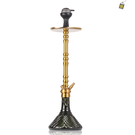 Sultan Arthur Hookah with 2 Bags - Gold Stem / Black Base