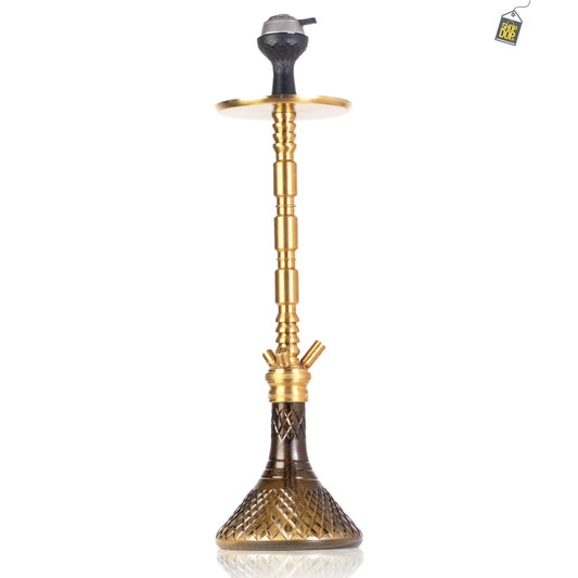 Sultan Evans Hookah with 2 Bags - Brown Base / Gold Stem