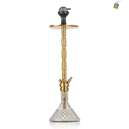 Sultan Evans Hookah with 2 Bags - Gold Stem / Transparent Base