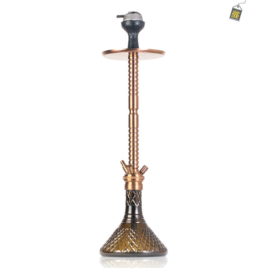 Sultan Heygan Hookah with 2 Bags - Black Base / Bronze Stem