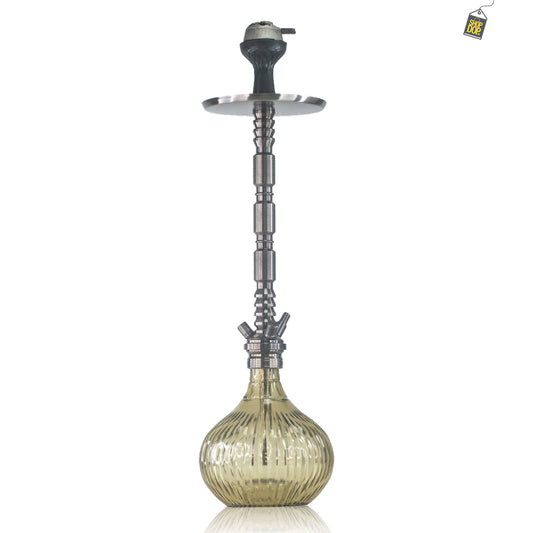 Sultan Evans Hookah with 2 Bags - Grey Round Base / Black Stem