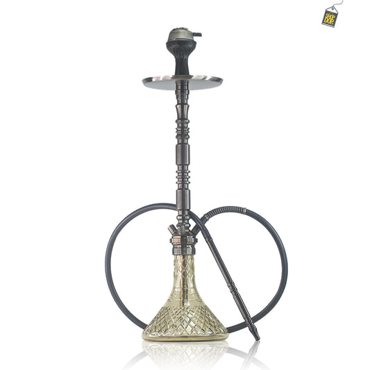 Sultan Orchan Hookah with 2 Bags - Grey Base / Black Stem