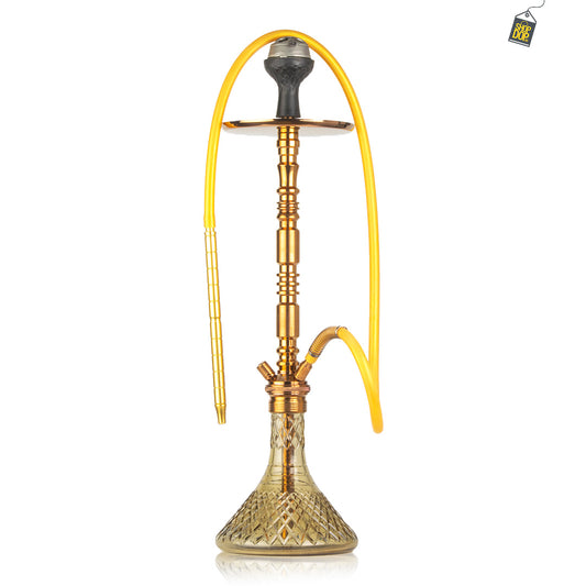 Sultan Orchan Hookah with 2 Bags - Grey Base / Bronze Stem