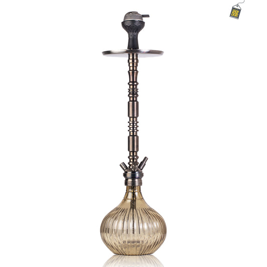 Sultan Orchan Hookah with 2 Bags - Grey Round Base / Black Stem