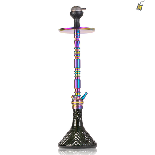 Sultan Orchan Hookah with 2 Bags - Rainbow Stem / Black Base