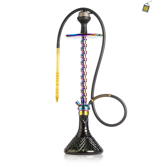 Terminator Hookah with 2 Bags - Black Base / Rainbow Stem