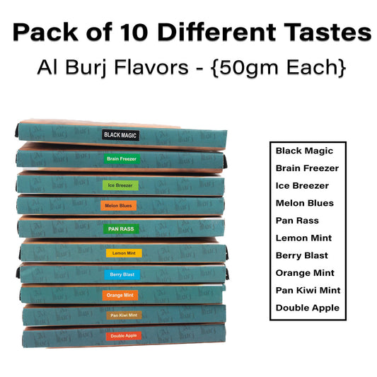 Combo - Different Al Burj Hookah Flavors - 50g Each (Pack of 10)