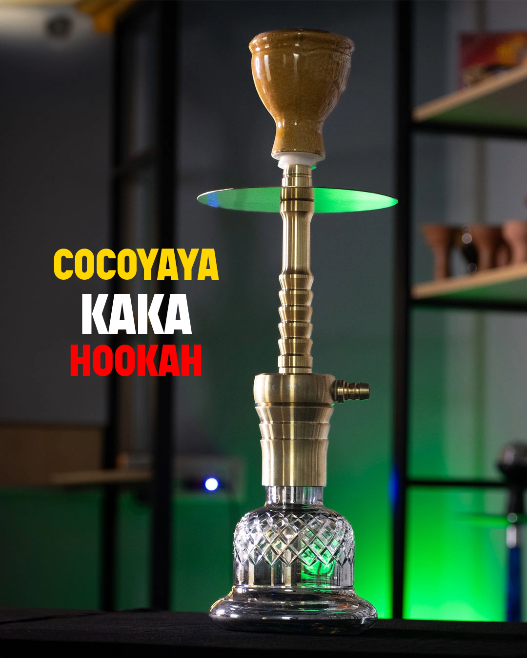 Cocoyaya Kaka Hookah (Conquer Series) - Golden (Cut Glass Base)
