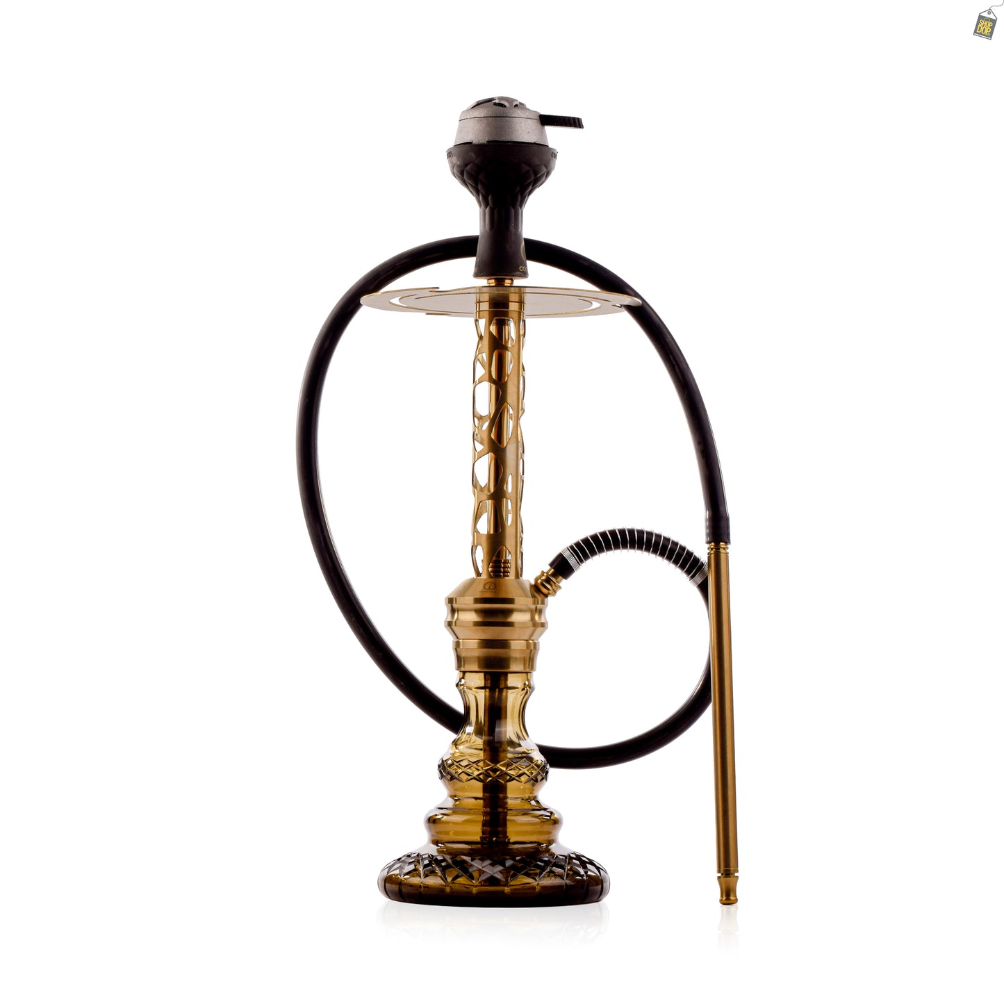 COCOYAYA Valeria Mesh Hookah with Green Bag - Gold Stem / Grey Base