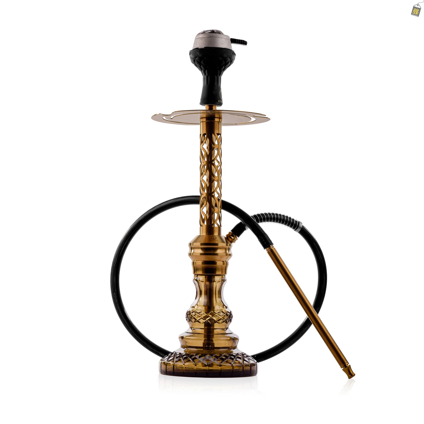 COCOYAYA Valeria Mughal Hookah with Black Bag - Gold Stem / Grey Base