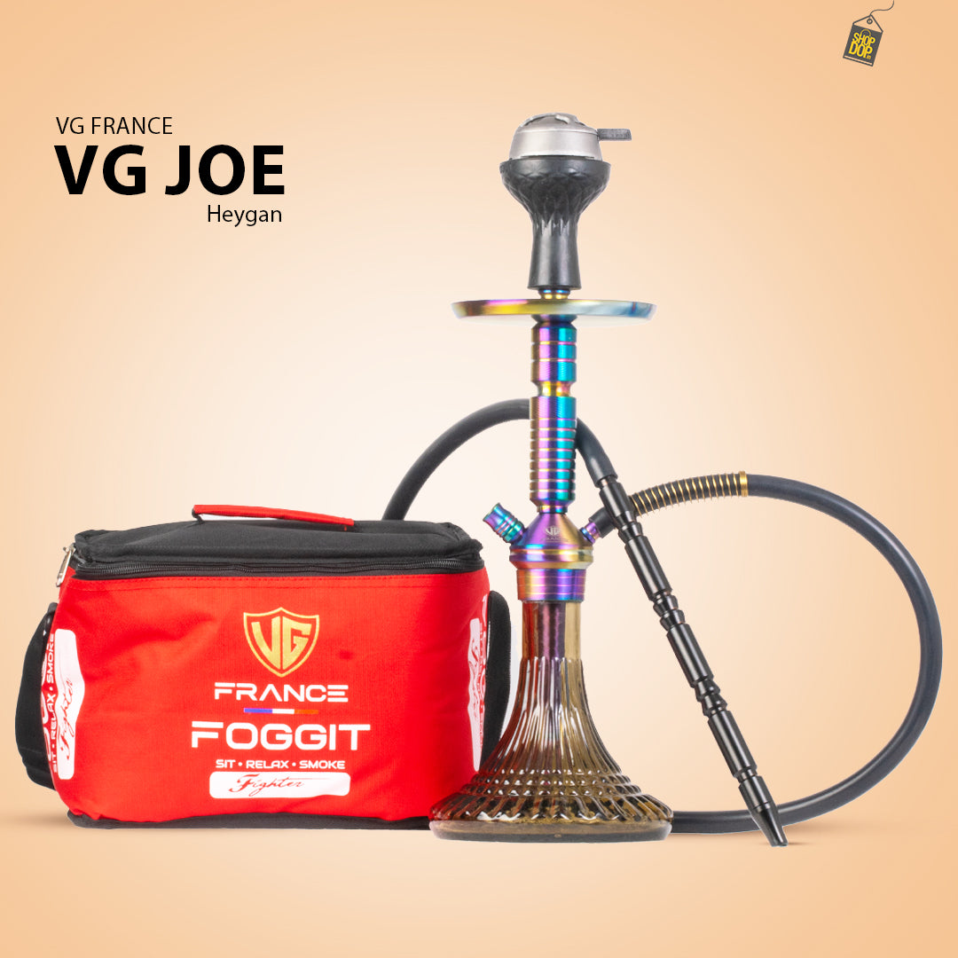 VG Joe Heygan Hookah with Bag - Rainbow Stem / Grey Base
