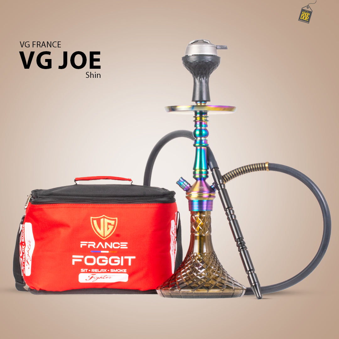 VG Joe Shin Hookah with Bag - Rainbow Stem / Grey Base