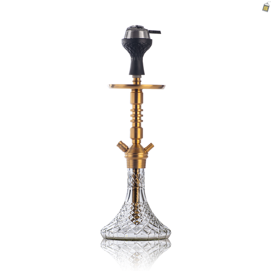 VG Joe R3 Hookah with Bag - Gold Stem / Transparent Base