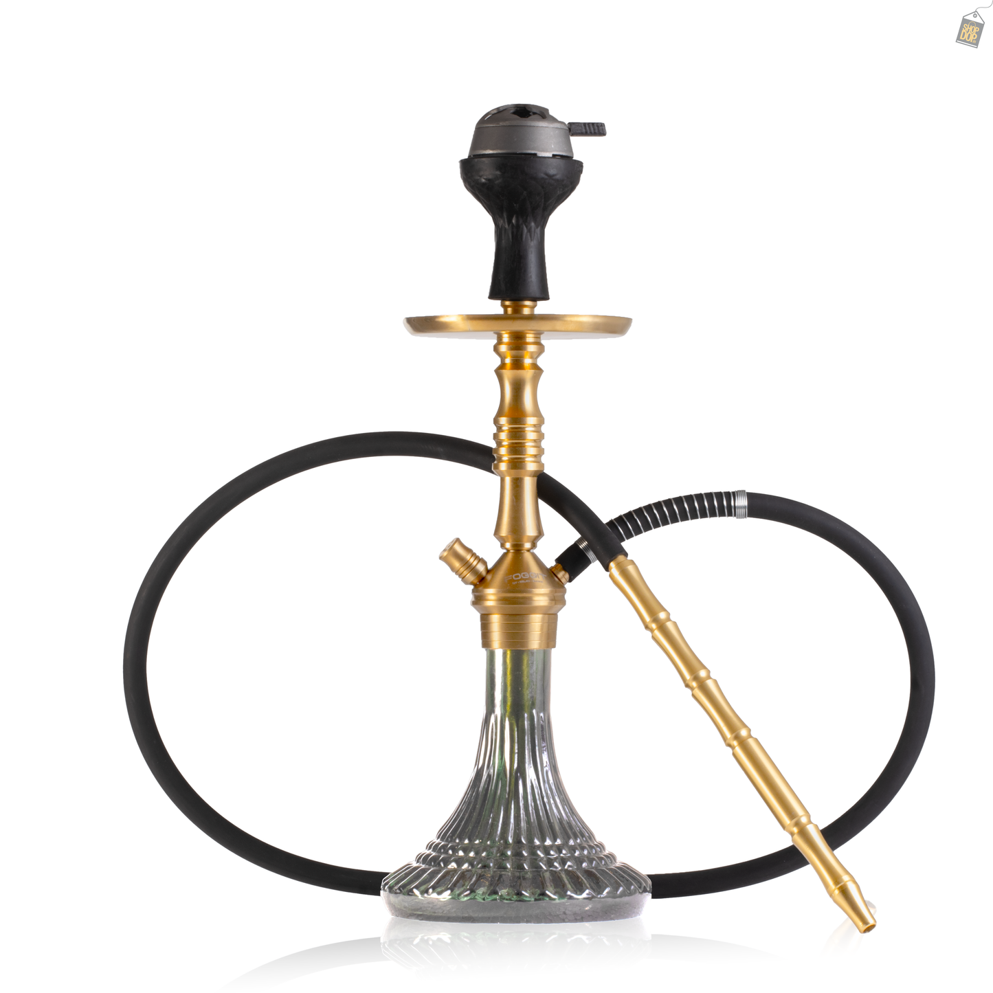 VG Joe L3 Hookah with Bag - Gold Stem / Green Base