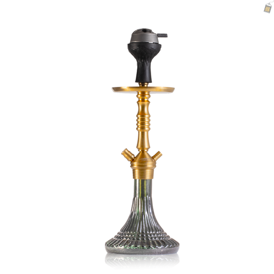 VG Joe L3 Hookah with Bag - Gold Stem / Green Base