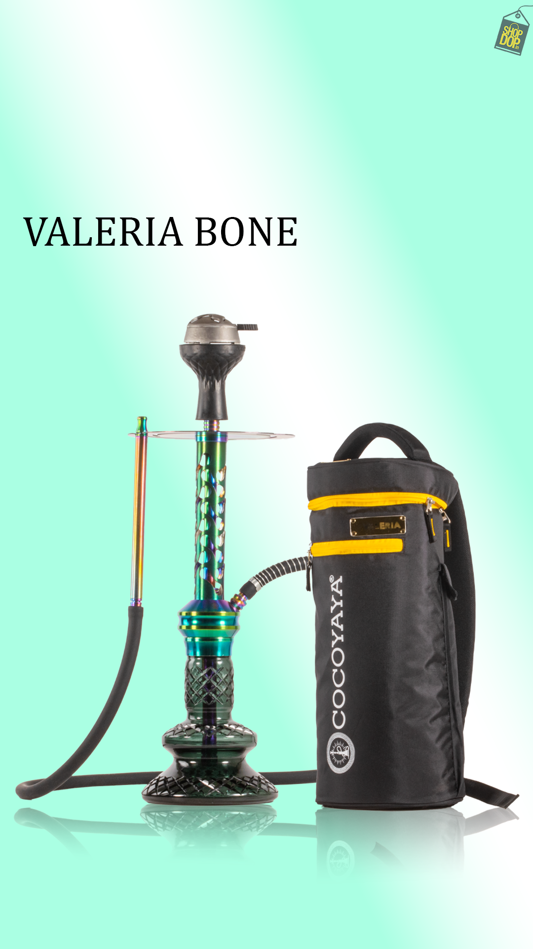 COCOYAYA Valeria Bone Hookah with Bag - Rainbow Stem / Green Base
