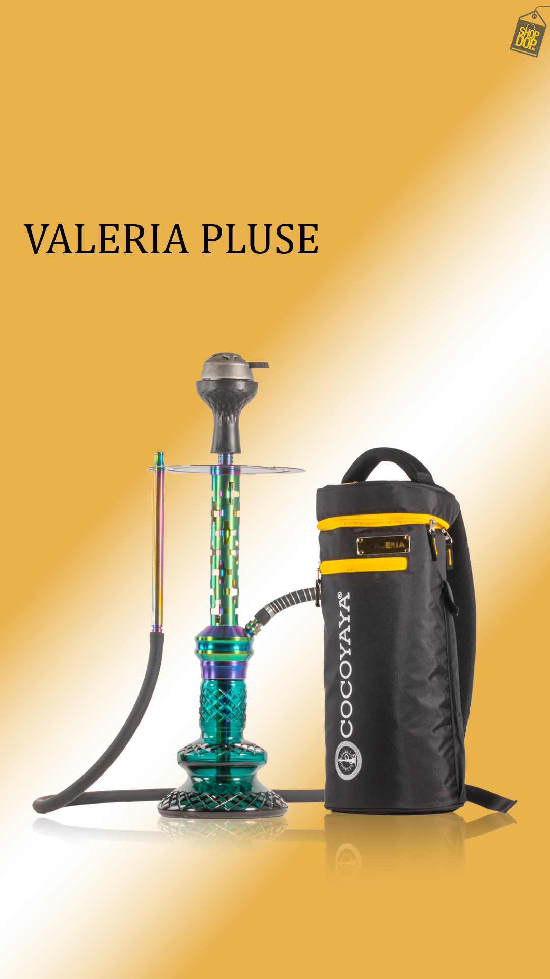 COCOYAYA Valeria Plus Hookah with Bag - Rainbow Stem / Aqua Base