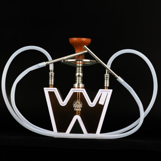 W Acrylic Hookah with LED Light - Dual Pipe (Brown)