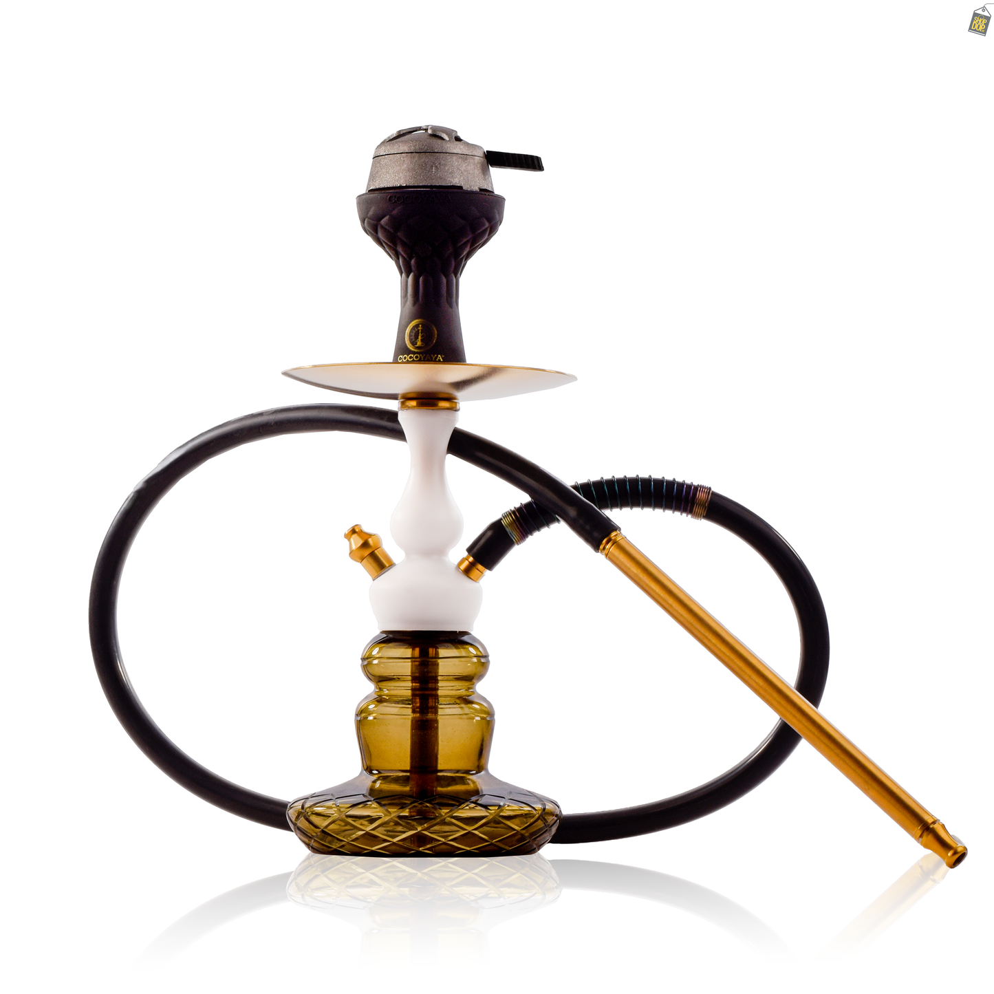 COCOYAYA XL1 Hookah with Black Bag - Gold Stem / Grey Base