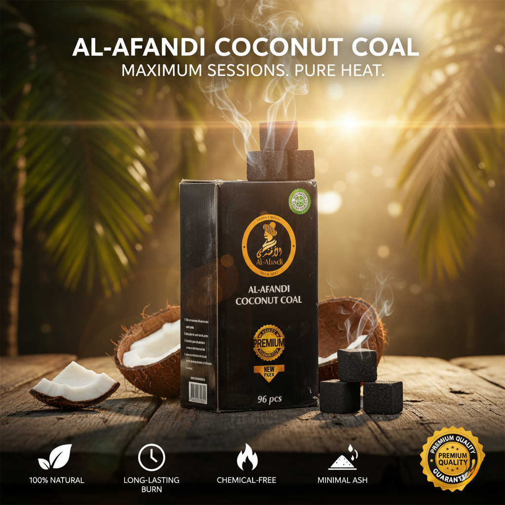 Al Afandi Hookah Coconut Coal 1kg - 96pcs