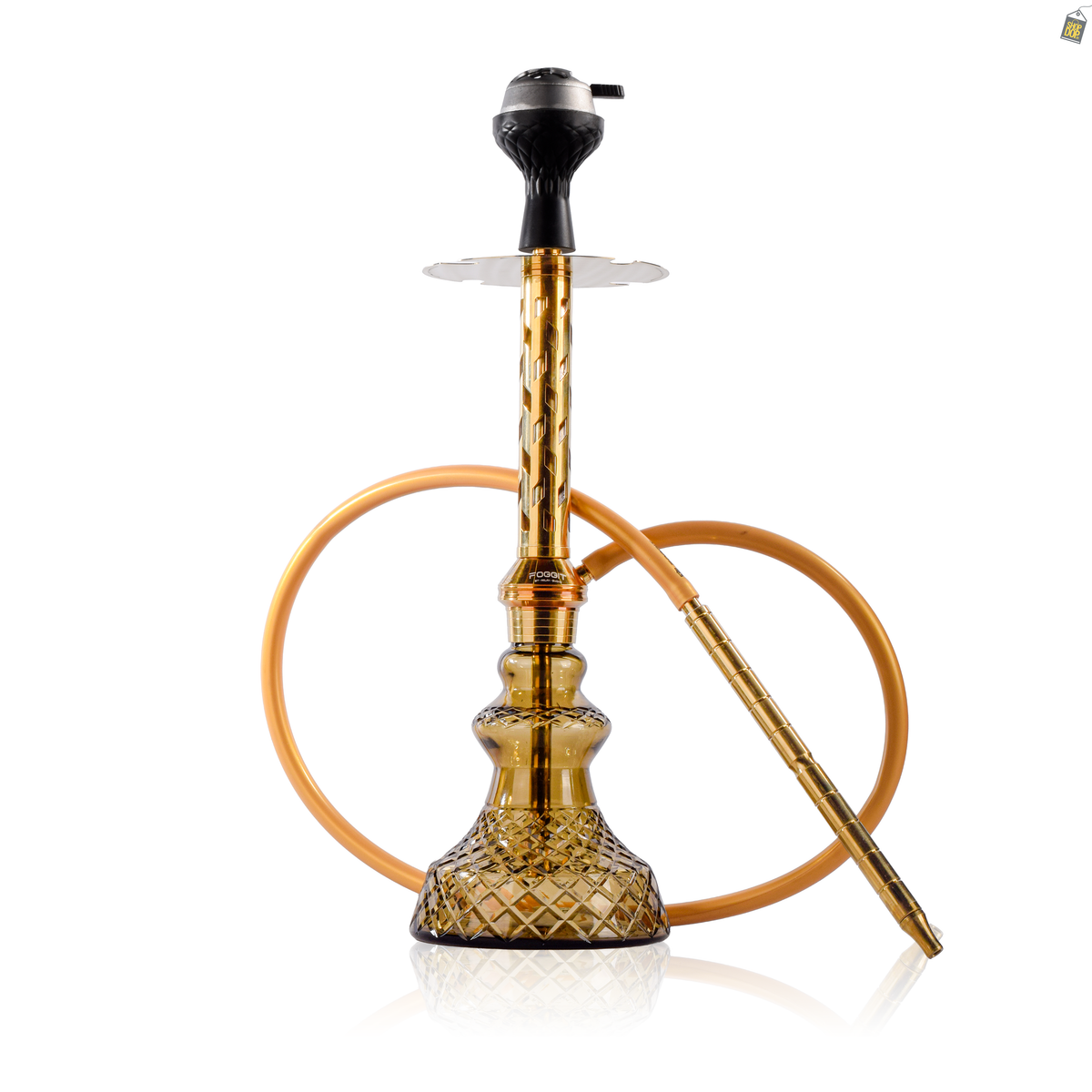 Alexander Gem Hookah with Bag - Gold Stem / Grey Carafe Base