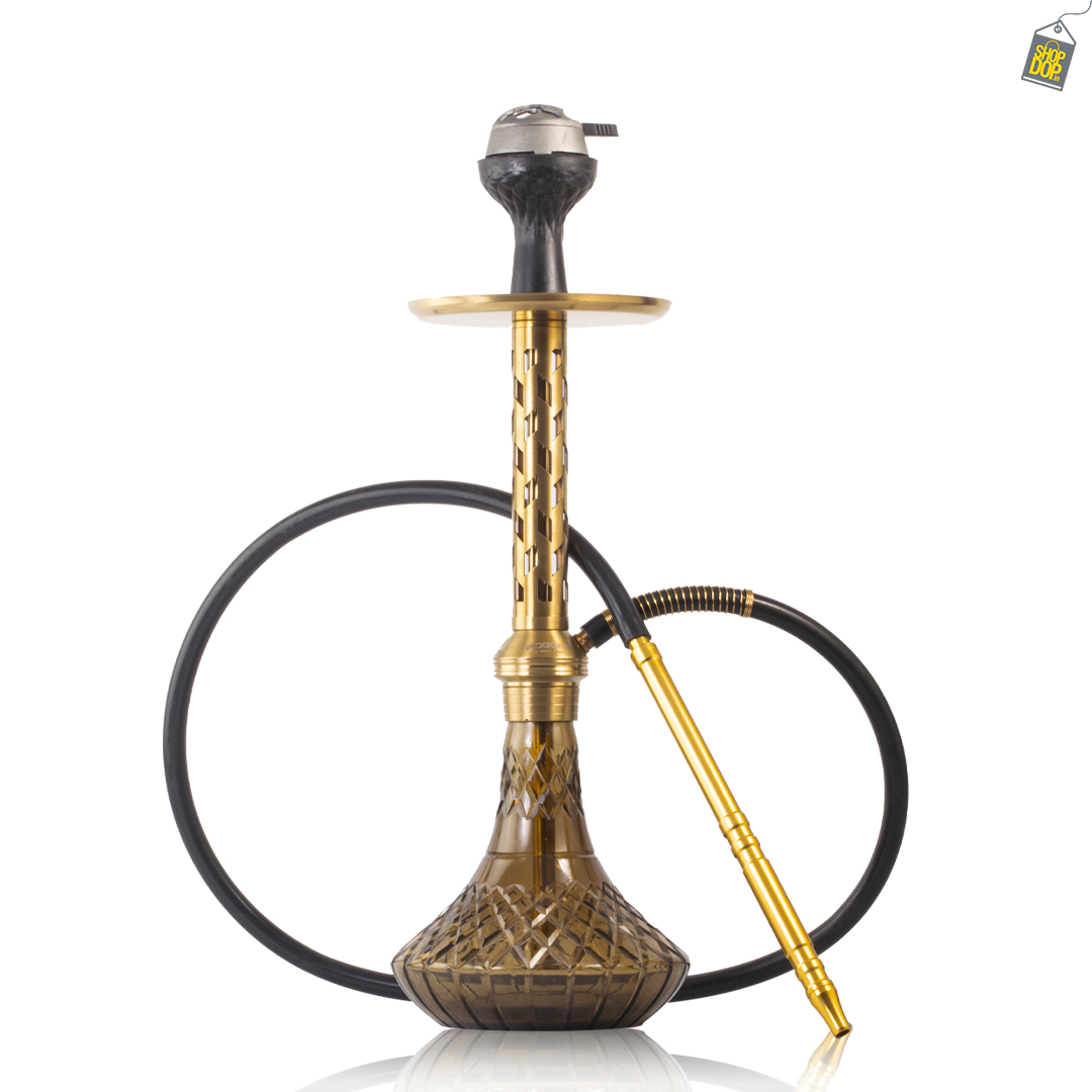 Alexander Gem Hookah with Bag - Gold Stem / Grey Base