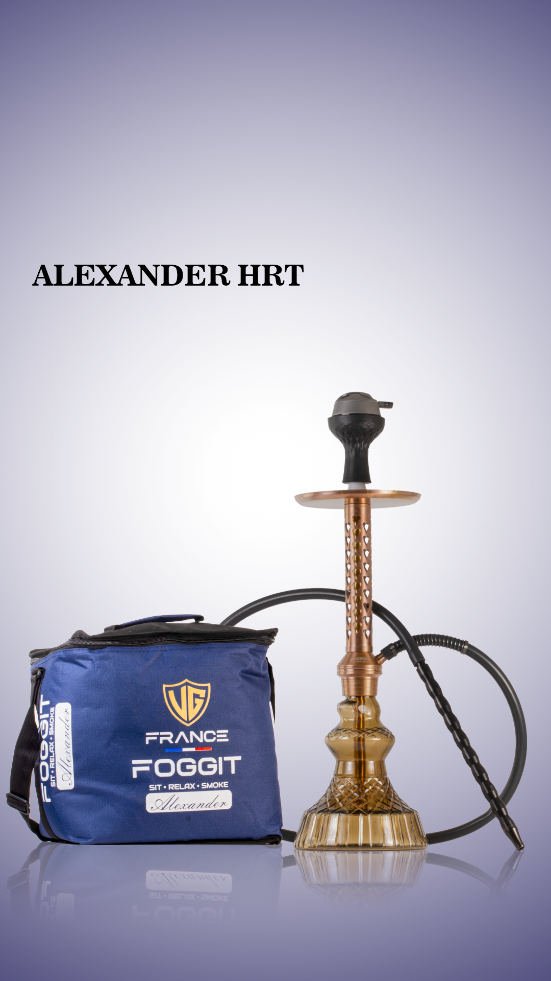 Alexander HRT Hookah with Bag - Bronze Stem / Grey Carafe Base