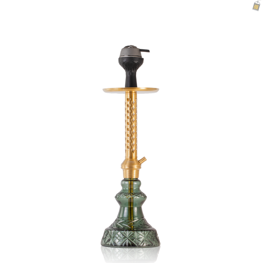 Alexander HRT Hookah with Bag - Gold Stem / Aqua Carafe Base