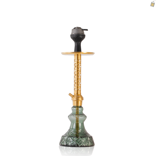 Alexander JLS Hookah with Bag - Gold Stem / Aqua Carafe Base