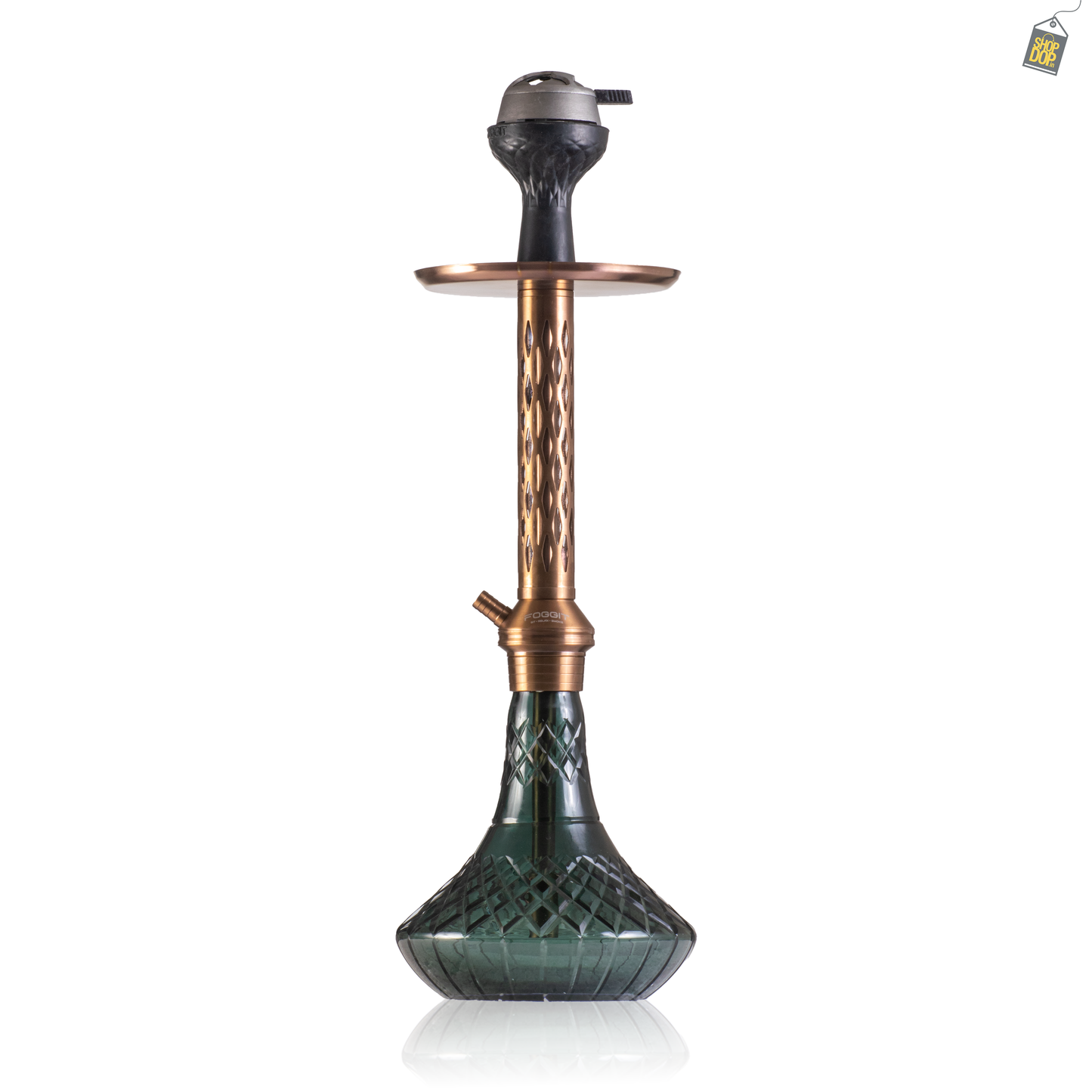 Alexander DIMD Hookah with Bag - Copper Stem / Emerald Green Base