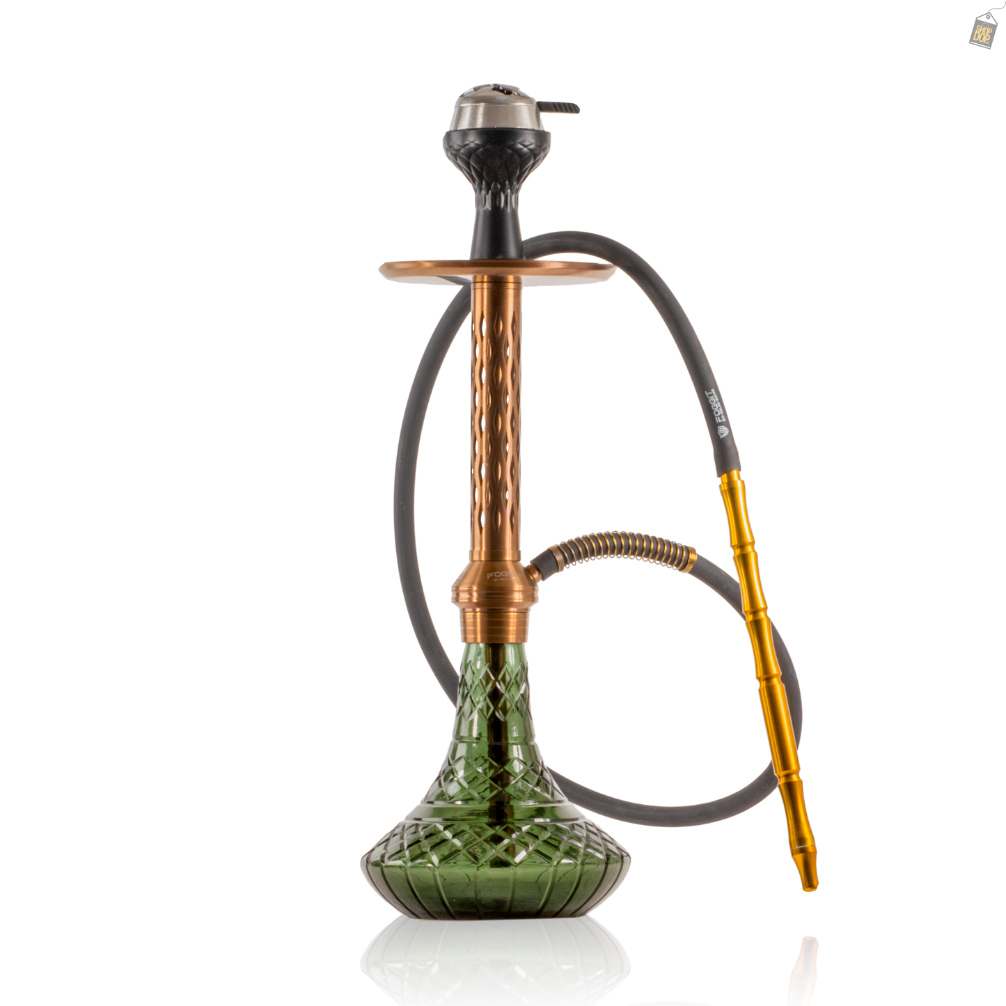 Alexander DIMD Hookah with Bag - Bronze Stem / Emerald Green Base