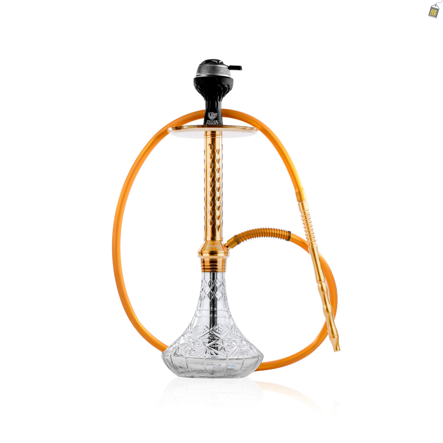 Alexander HRT Hookah with Bag - Transparent Base / Gold Stem