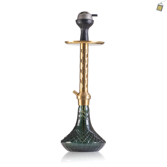 Alexander JLS Hookah with Bag - Gold Stem / Emerald Green Base