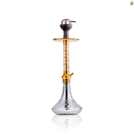 Alexander JLS Hookah with Bag - Gold Stem / Transparent Base
