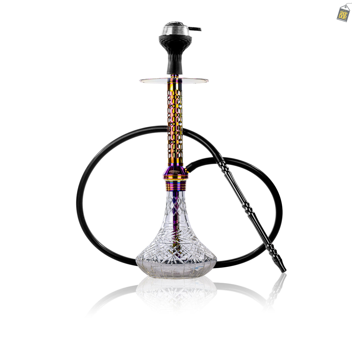 Alexander JLS Hookah with Bag - Rainbow Stem / Transparent Base