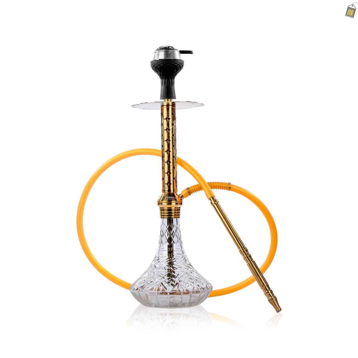 Alexander Star Hookah with Bag - Gold Stem / Transparent Base