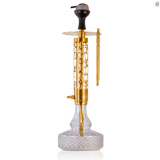 COCOYAYA Almavi Hookah (Ferro Series) - Gold Stem / Transparent Base