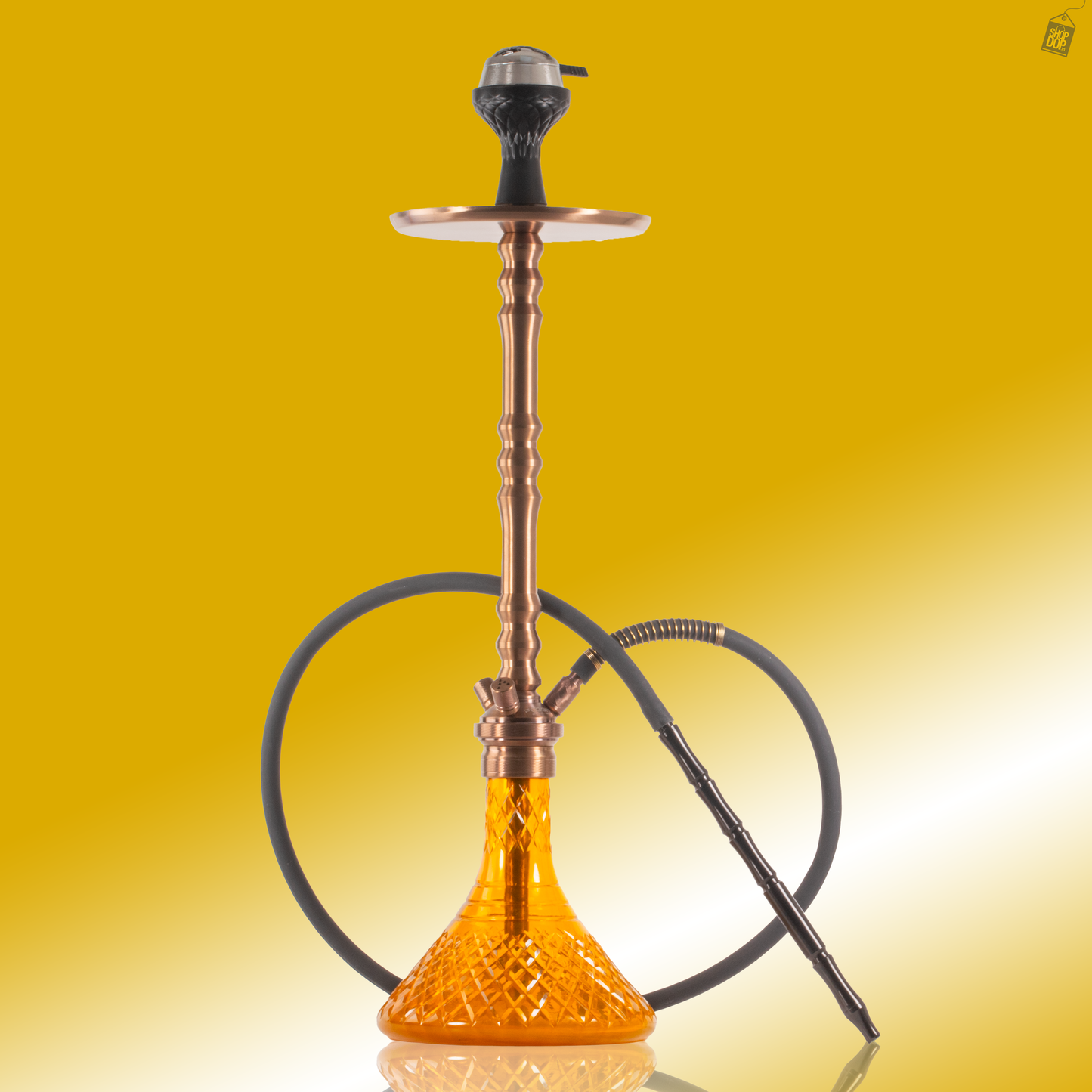Sultan Arthur Hookah with 2 Bags - Bronze Stem / Amber Base